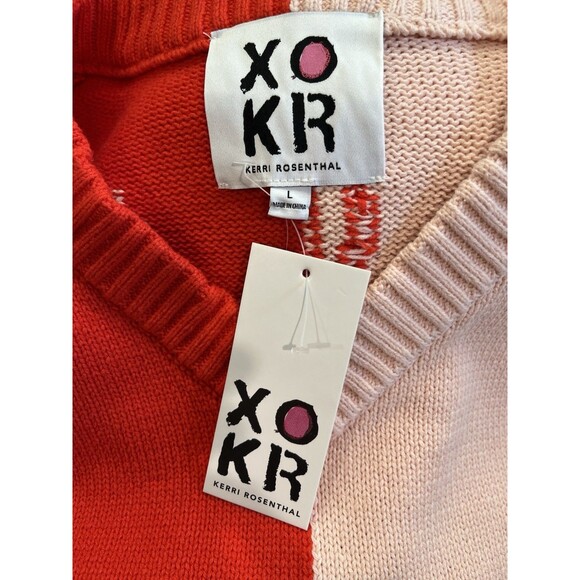 Kerri Rosenthal womens Radiant Heart Pullover Oversize Sweater sz Large Red Pink - Picture 3 of 5